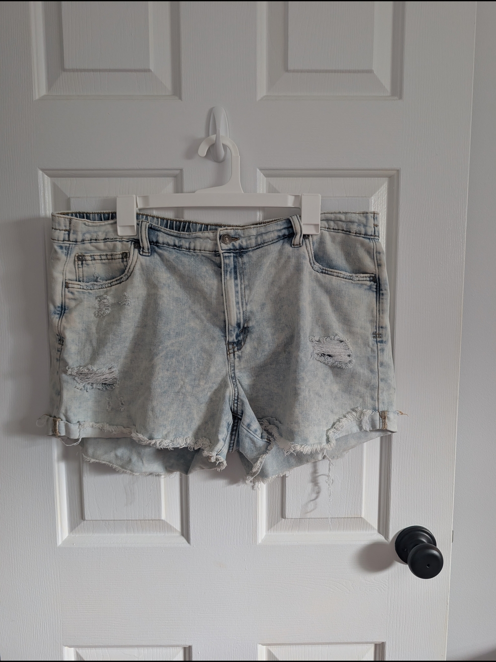 aerie Light Blue Distressed Denim Shorts Size XL